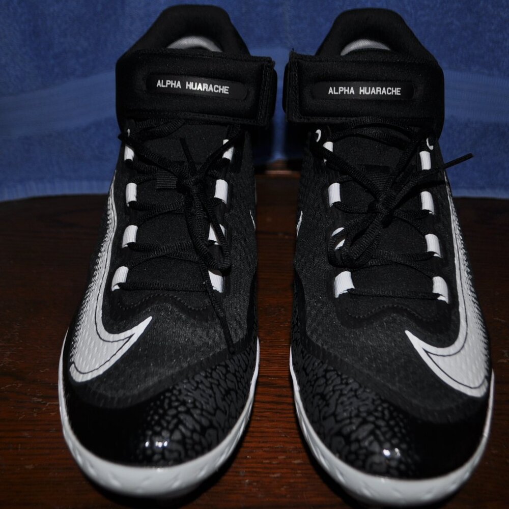 Nike Men's Alpha Huarache Elite4 Mid Baseball Shoes Spikes Cleats Size 16 Black